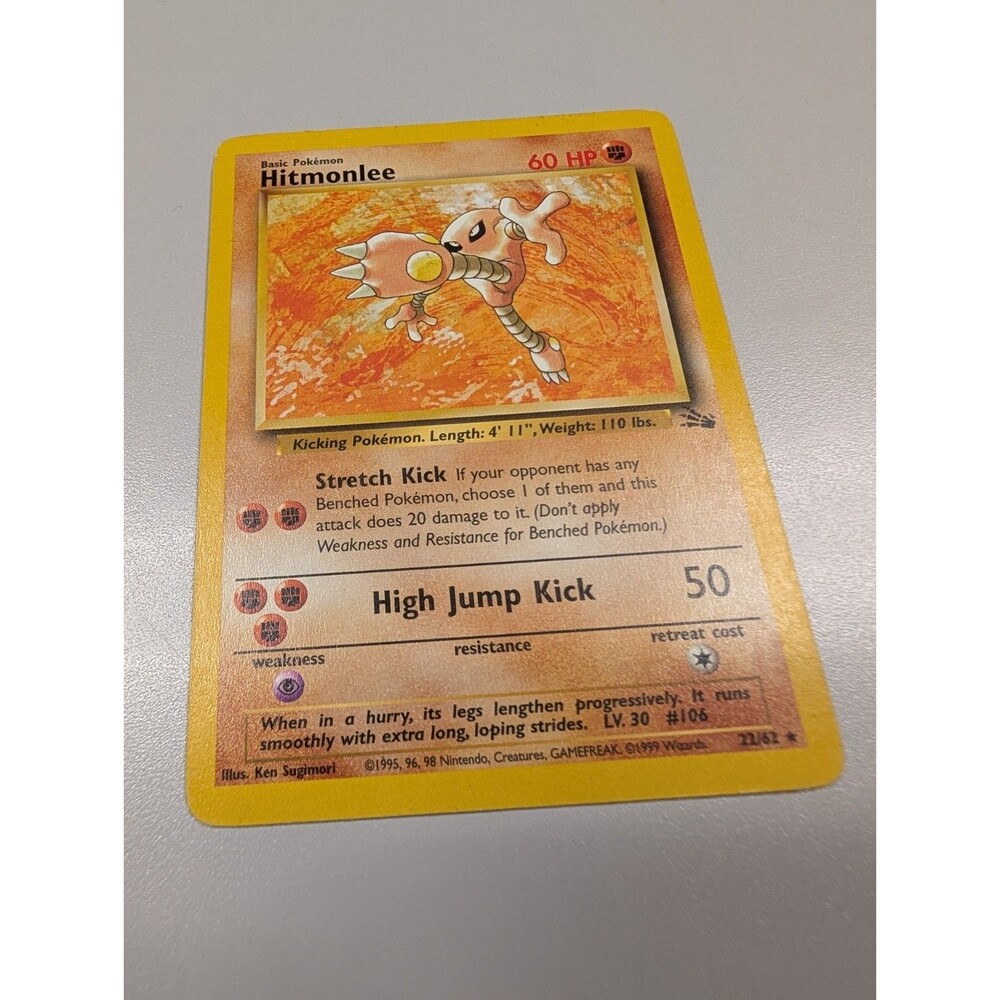 Hitmonlee 22/62 Fossil Regular pokemon card rare vintage 90s